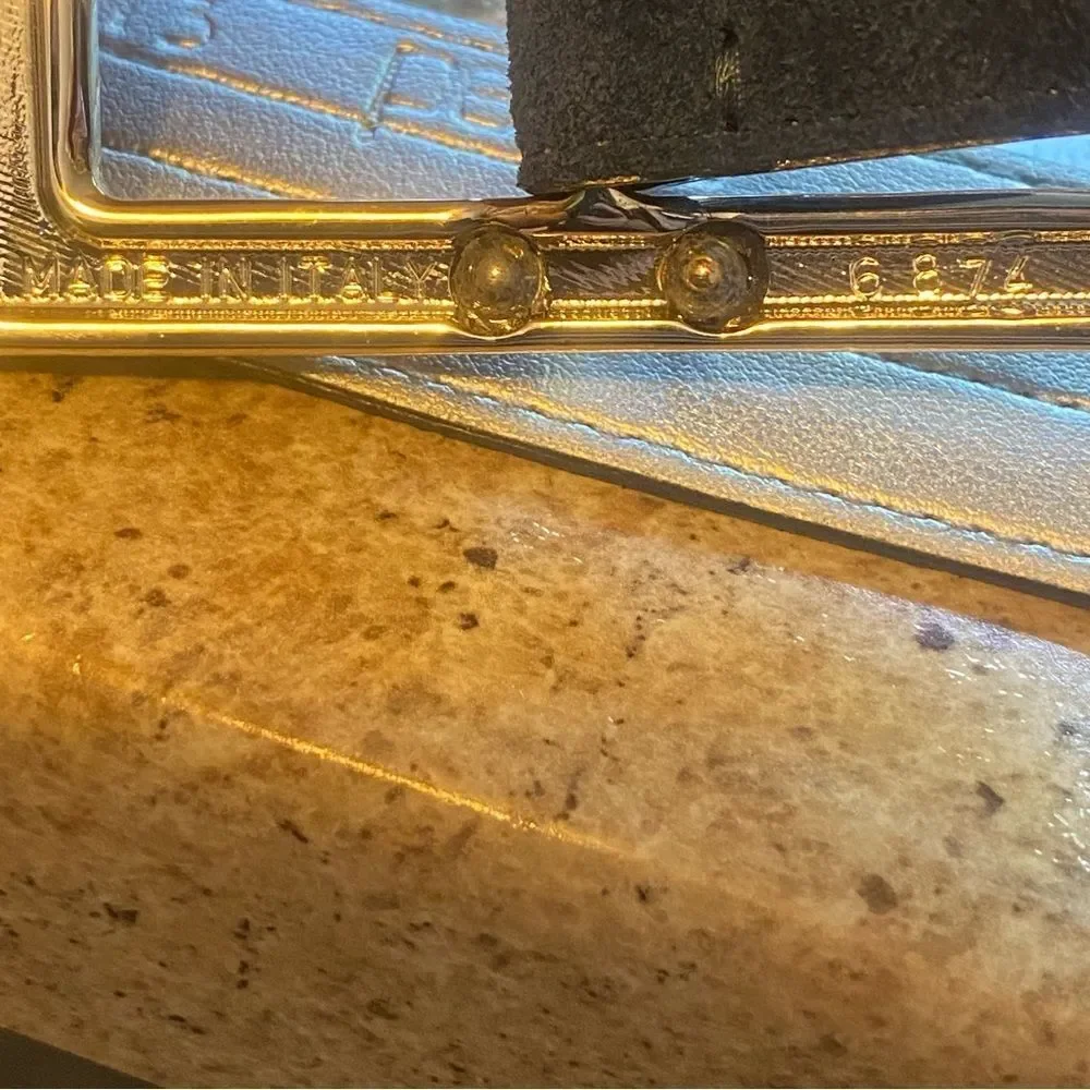 Per Se Blue Suede Belt W/2 Tone Silver Buckle